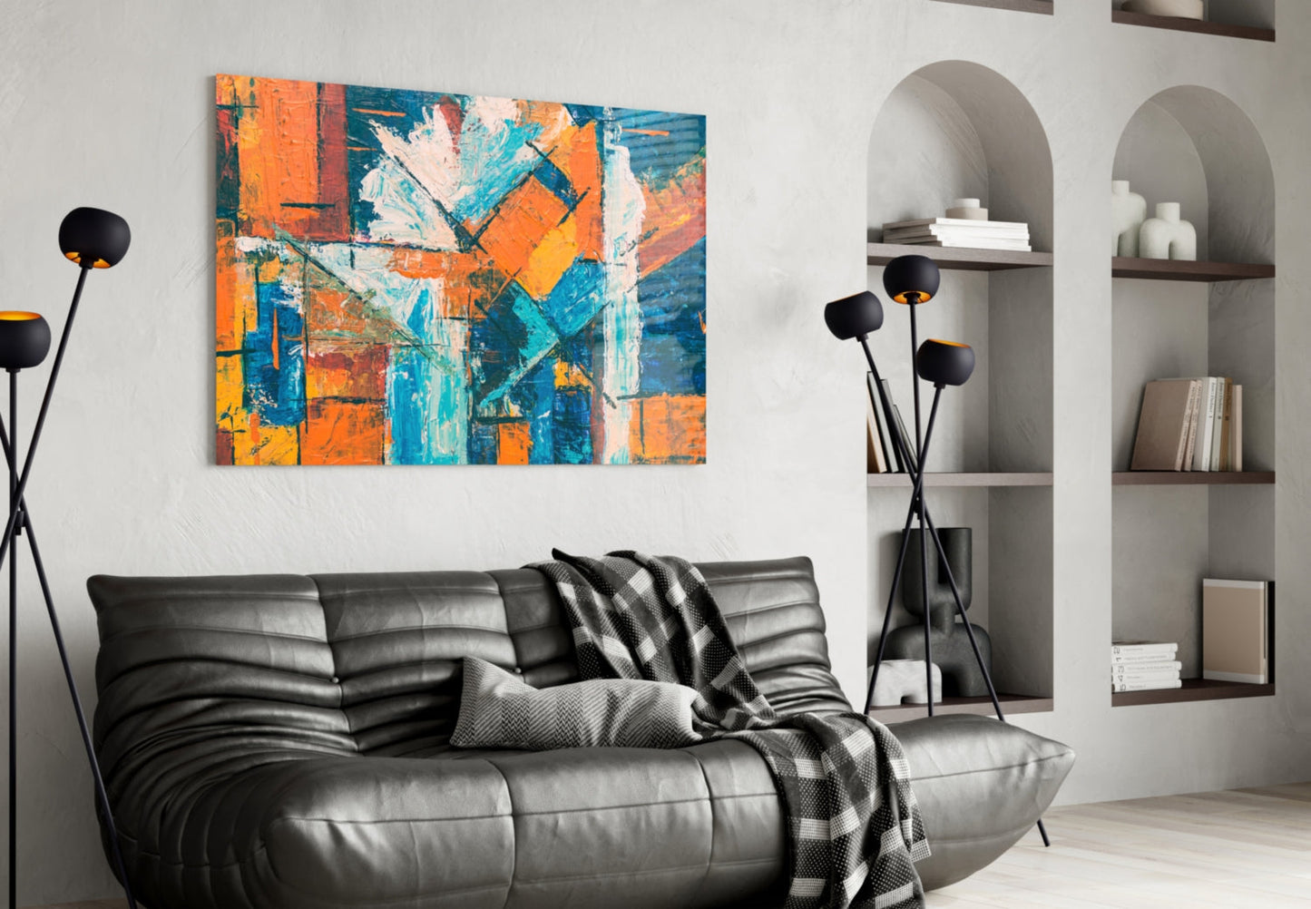 Orange Dream Abstract Impasto Glass Wall Art