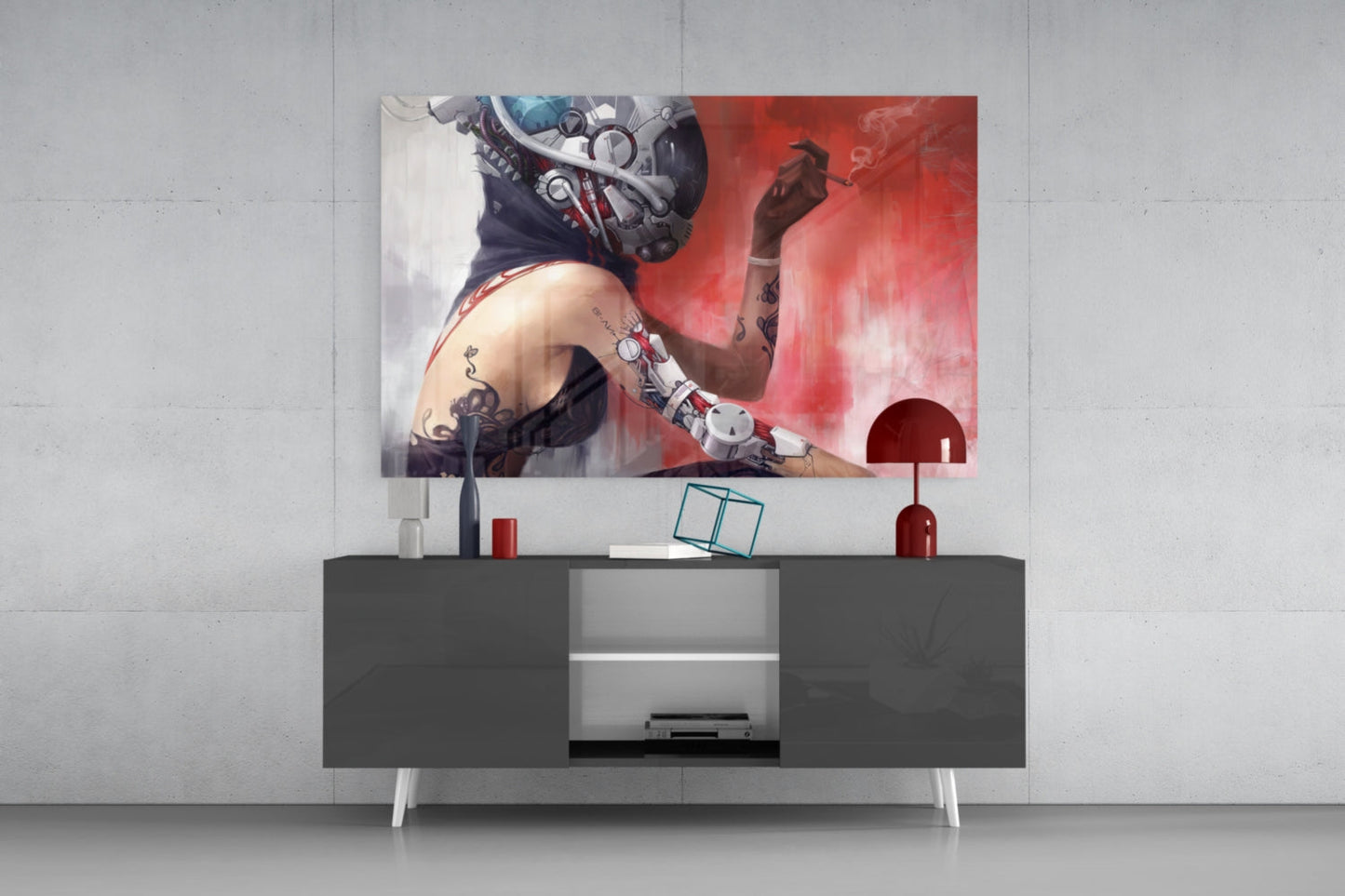 Cyberpunk Portrait Glass Wall Art
