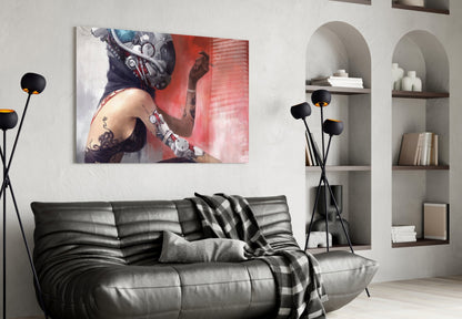 Cyberpunk Portrait Glass Wall Art