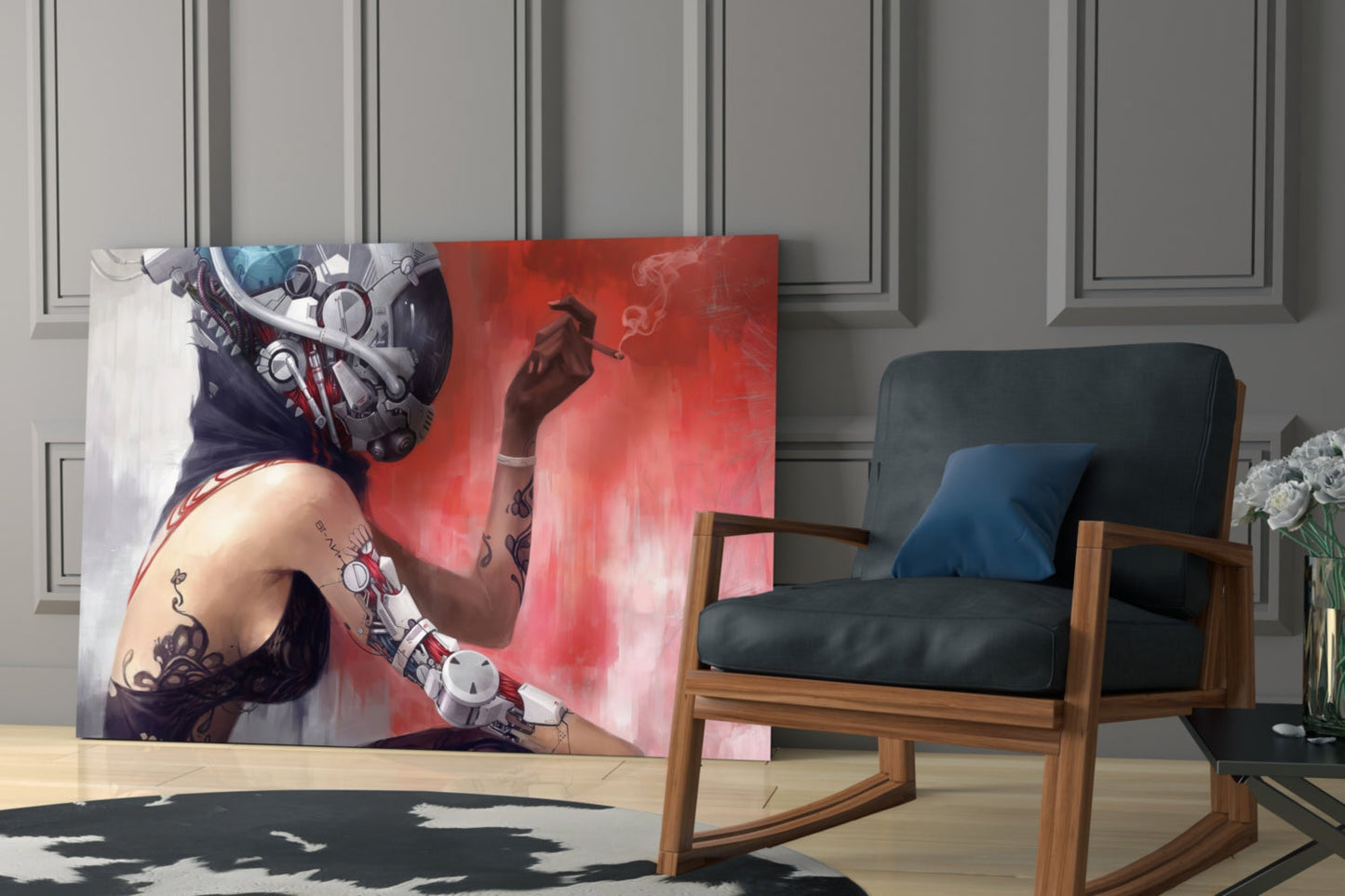Cyberpunk Portrait Glass Wall Art