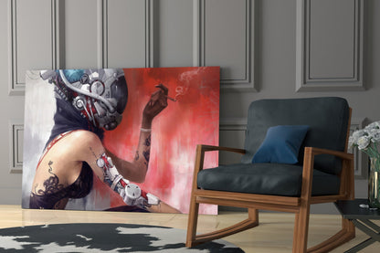 Cyberpunk Portrait Glass Wall Art