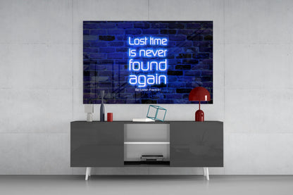 Lost Time Franklin Quote Glass Wall Art