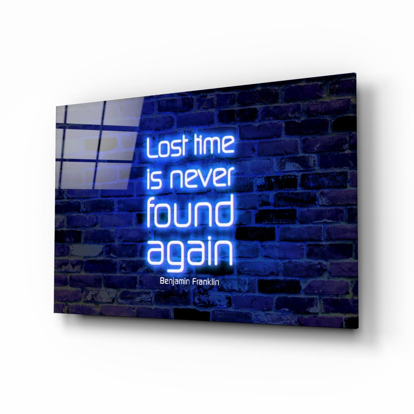 Lost Time Franklin Quote Glass Wall Art