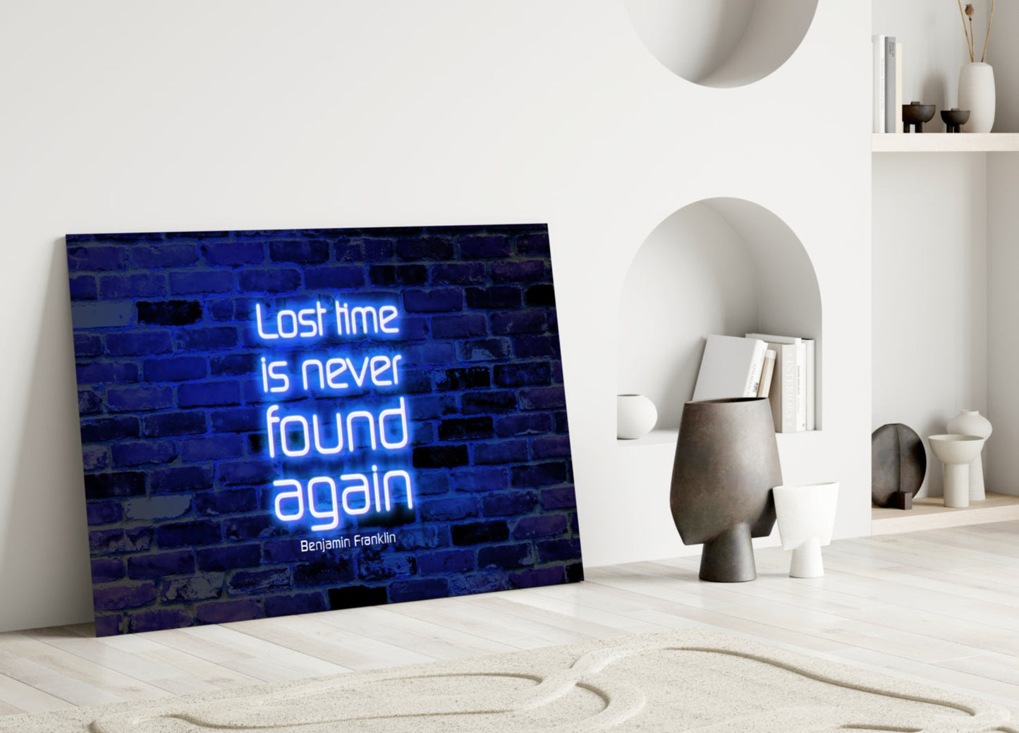 Lost Time Franklin Quote Glass Wall Art