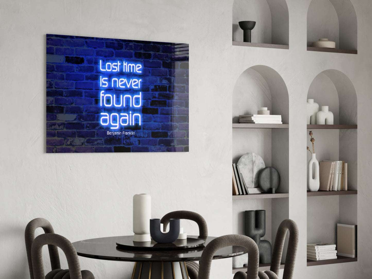 Lost Time Franklin Quote Glass Wall Art
