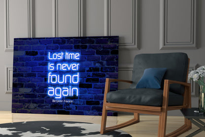 Lost Time Franklin Quote Glass Wall Art
