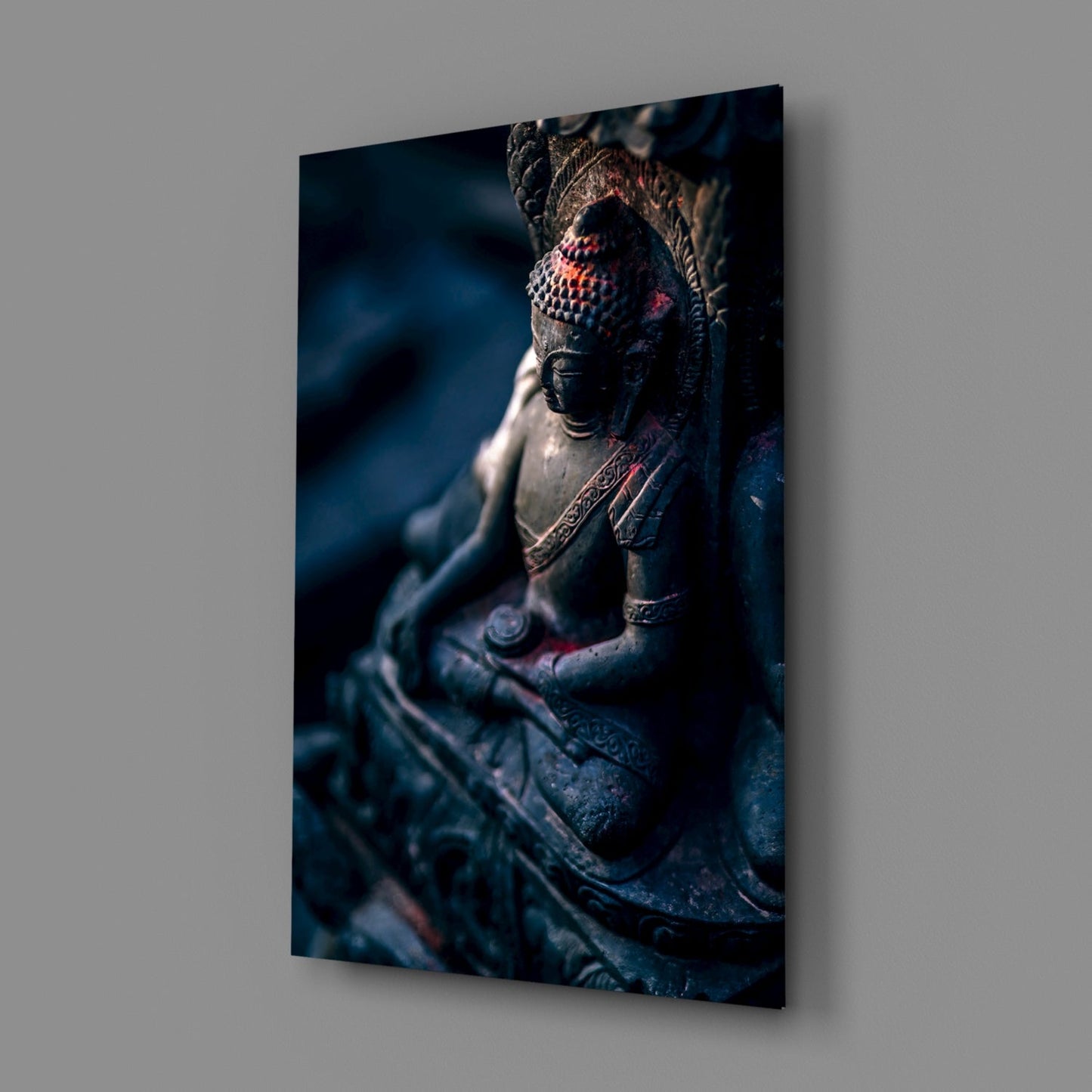 Stone Buddha Profile Glass Wall Art