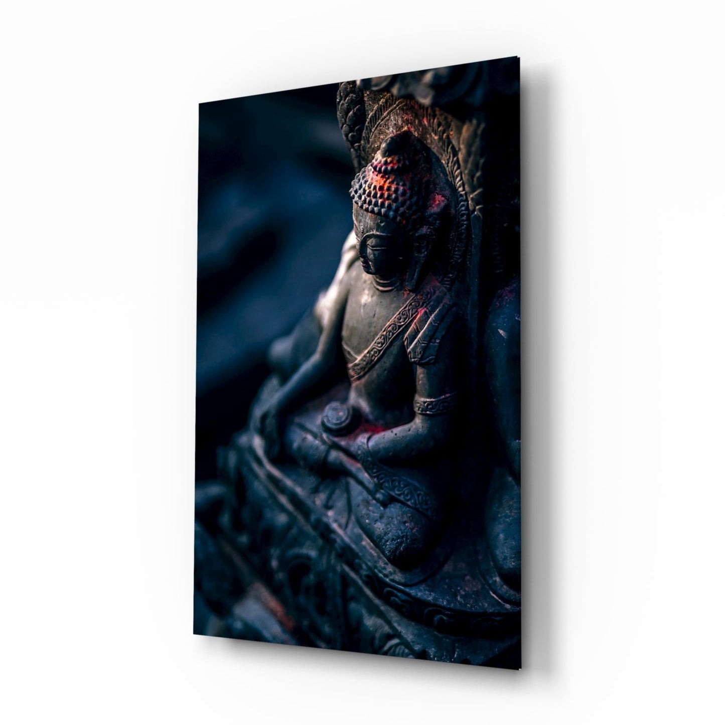 Stone Buddha Profile Glass Wall Art