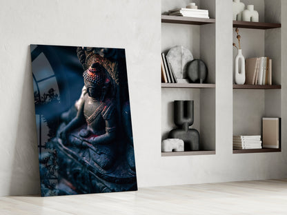Stone Buddha Profile Glass Wall Art