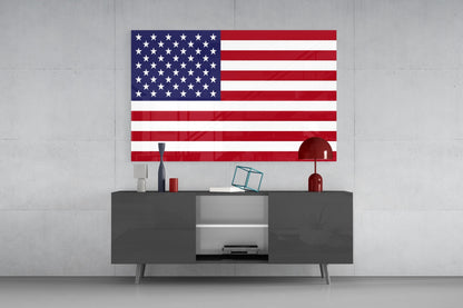Stars and Stripes Flag Glass Wall Art