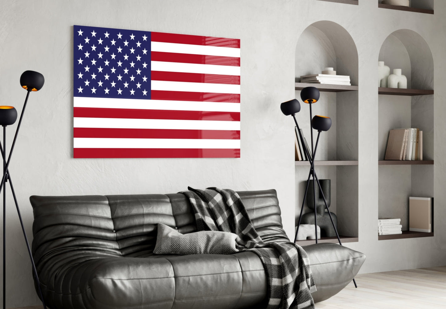 Stars and Stripes Flag Glass Wall Art