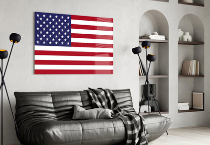 Stars and Stripes Flag Glass Wall Art