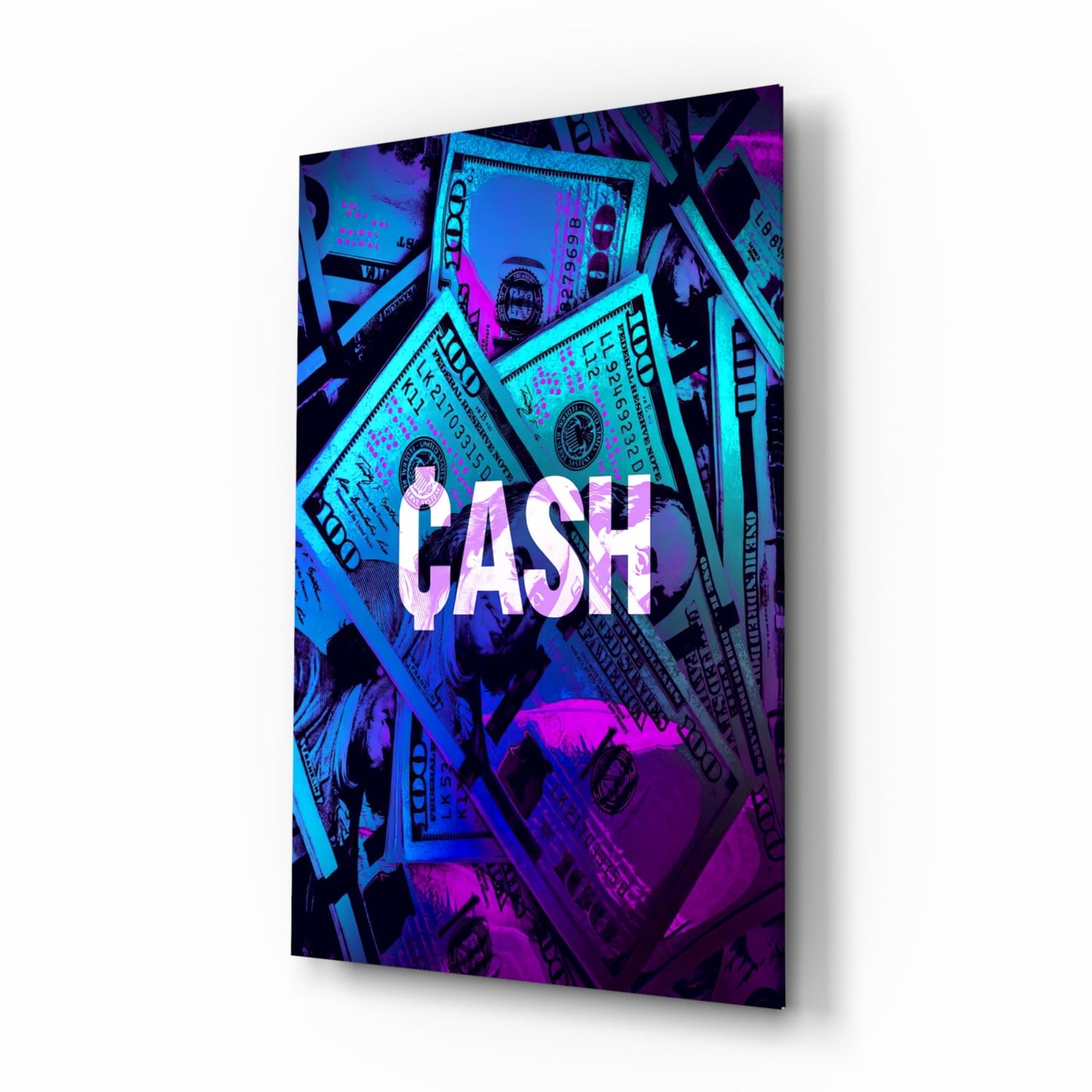 Cash glass wall art hundred dollar bills