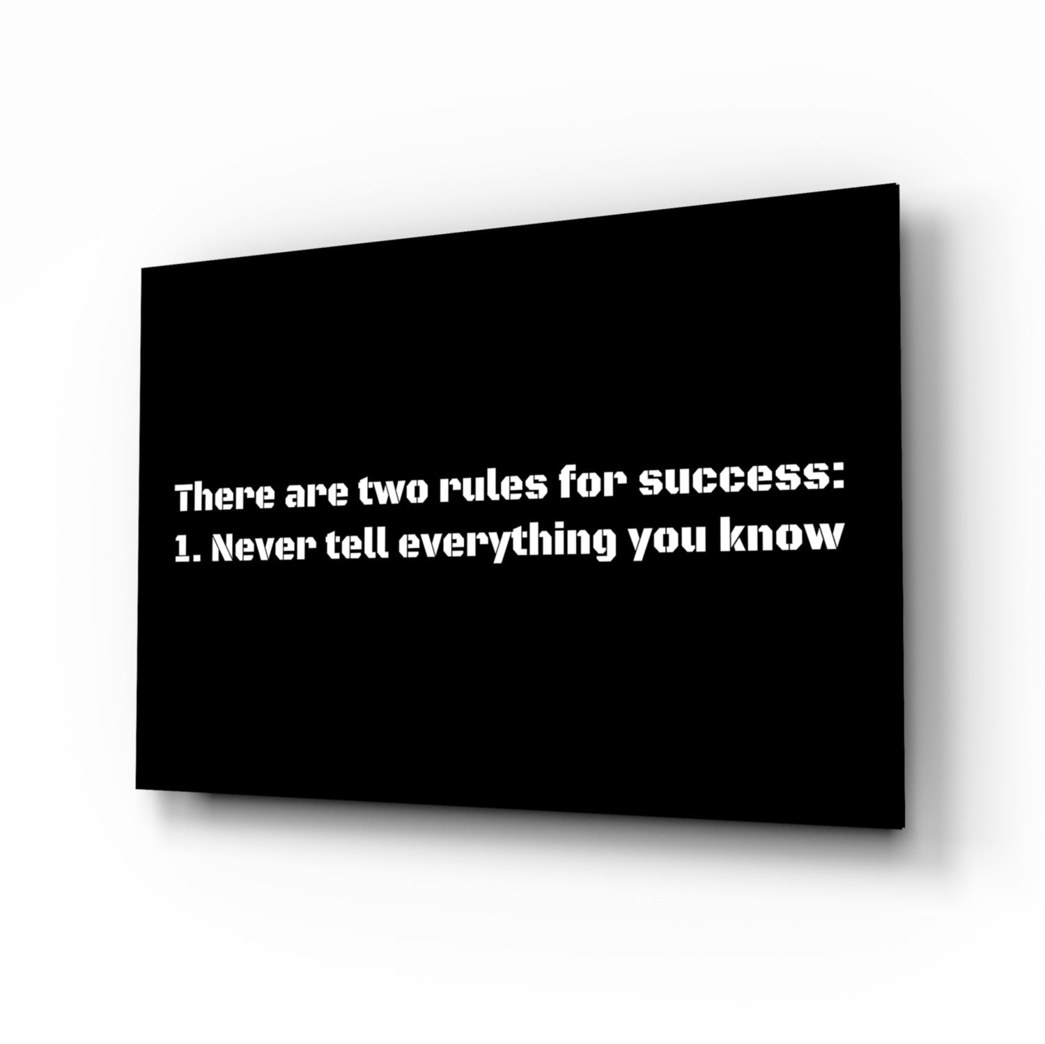 Two Rules for Success typography glass wall art