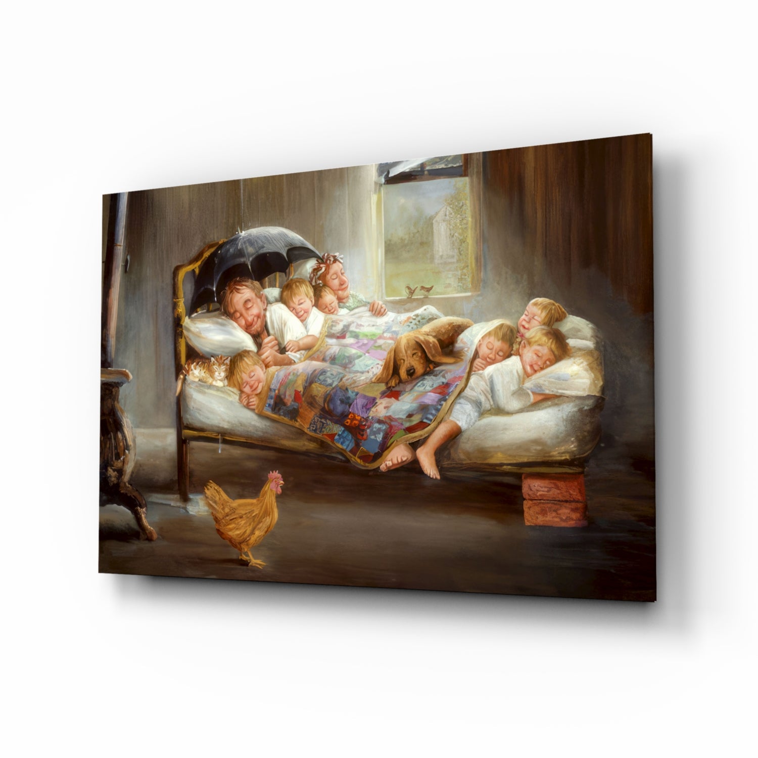 Picture of Happiness glass wall art nostalgic family scene