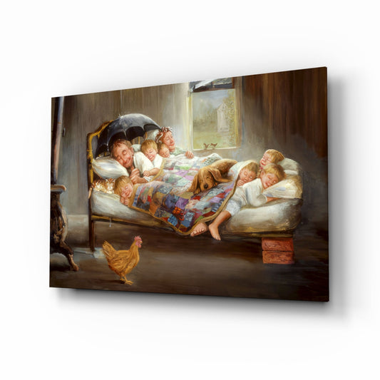 Picture of Happiness glass wall art nostalgic family scene