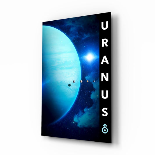 Uranus astronomy tempered glass wall art on a wall