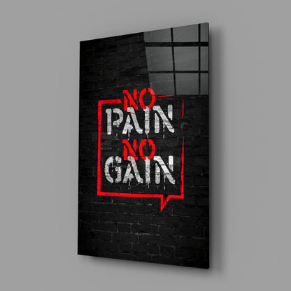 No Pain No Gain Graffiti Glass Wall Art