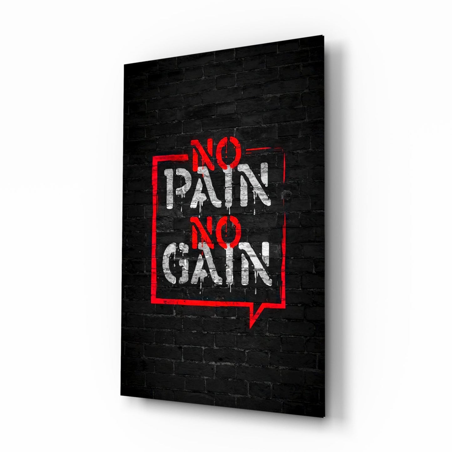 No Pain No Gain Graffiti Glass Wall Art