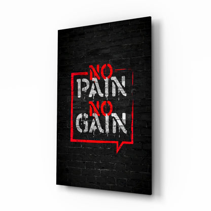 No Pain No Gain Graffiti Glass Wall Art