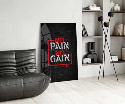 No Pain No Gain Graffiti Glass Wall Art