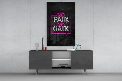 No Pain No Gain Brick Graffiti Glass Wall Art