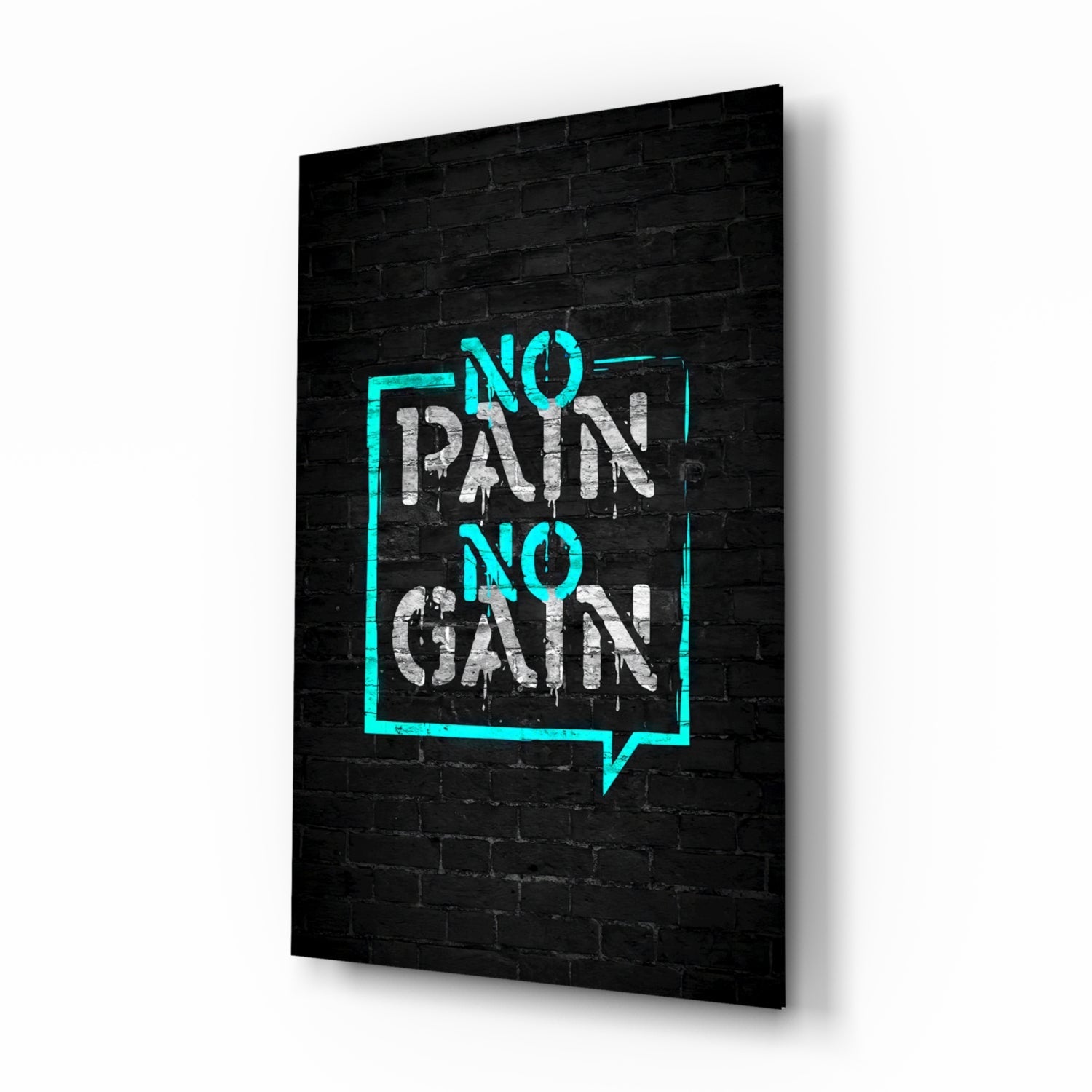 No pain no gain graffiti glass wall art