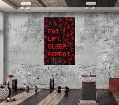 Eat Lift Sleep Repeat Glass Wall Art