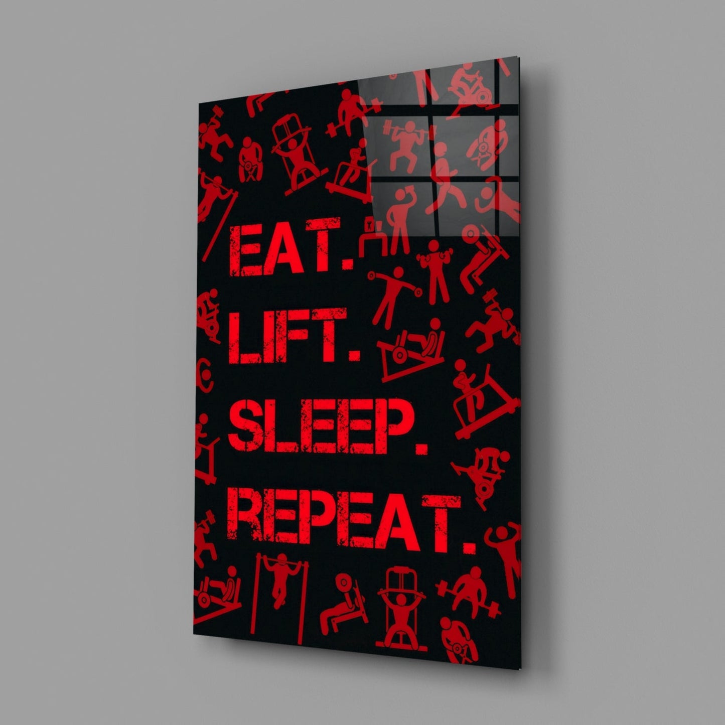 Eat Lift Sleep Repeat Glass Wall Art