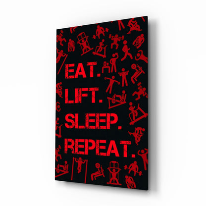 Eat Lift Sleep Repeat Glass Wall Art