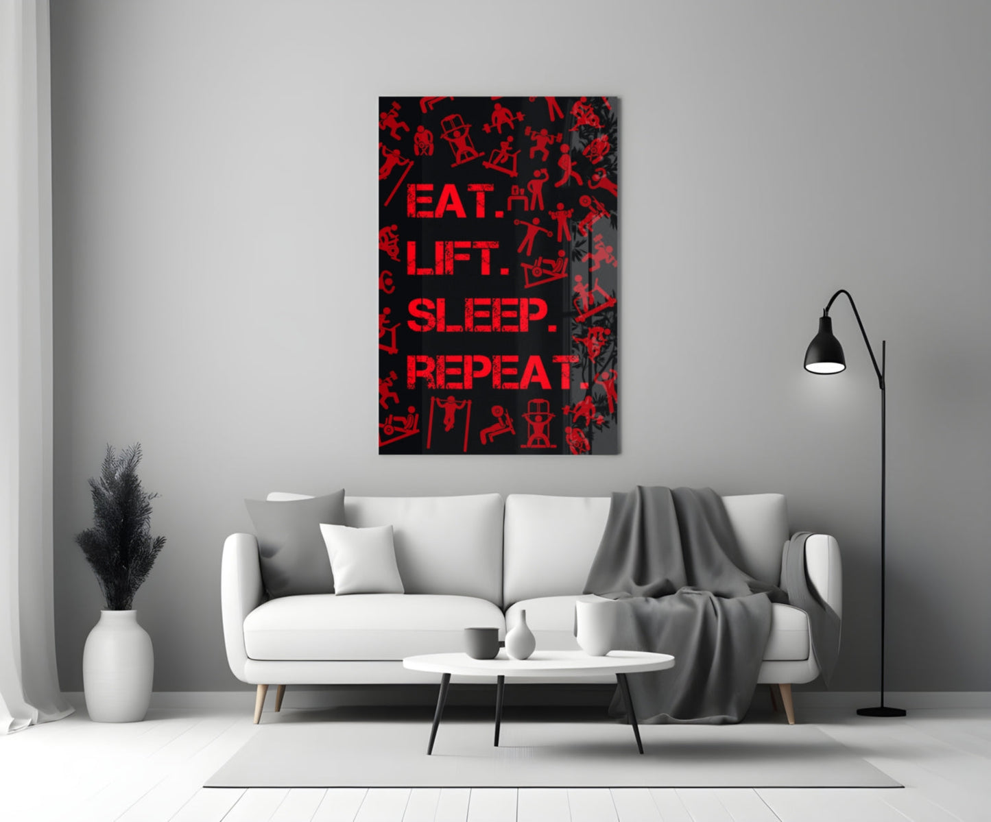 Eat Lift Sleep Repeat Glass Wall Art