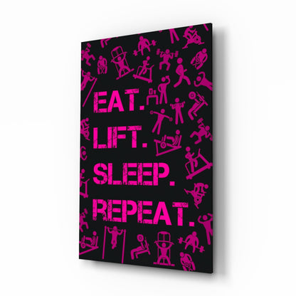 Workout motivation glass wall art panel
