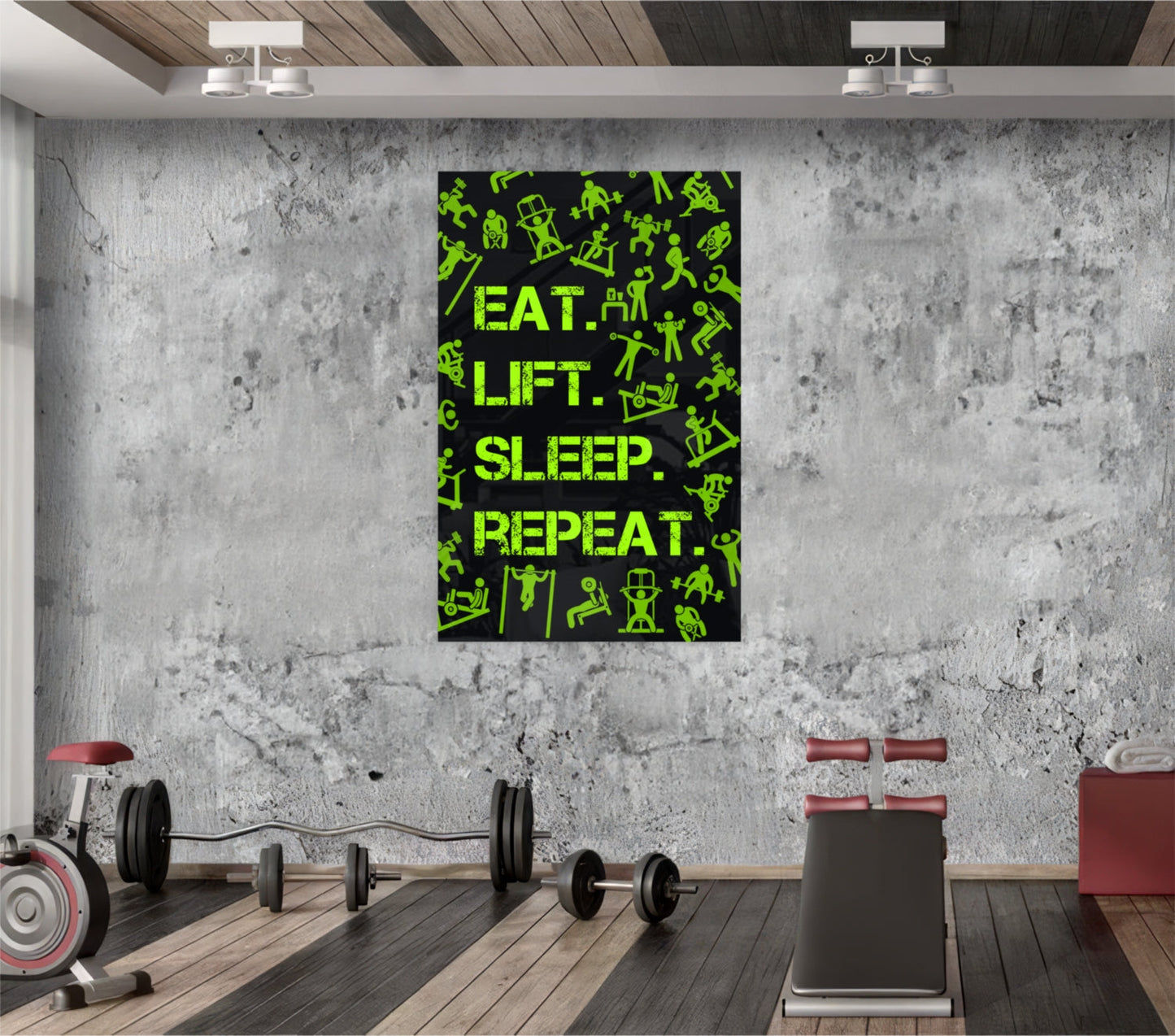 Eat Lift Sleep Repeat Glass Wall Art