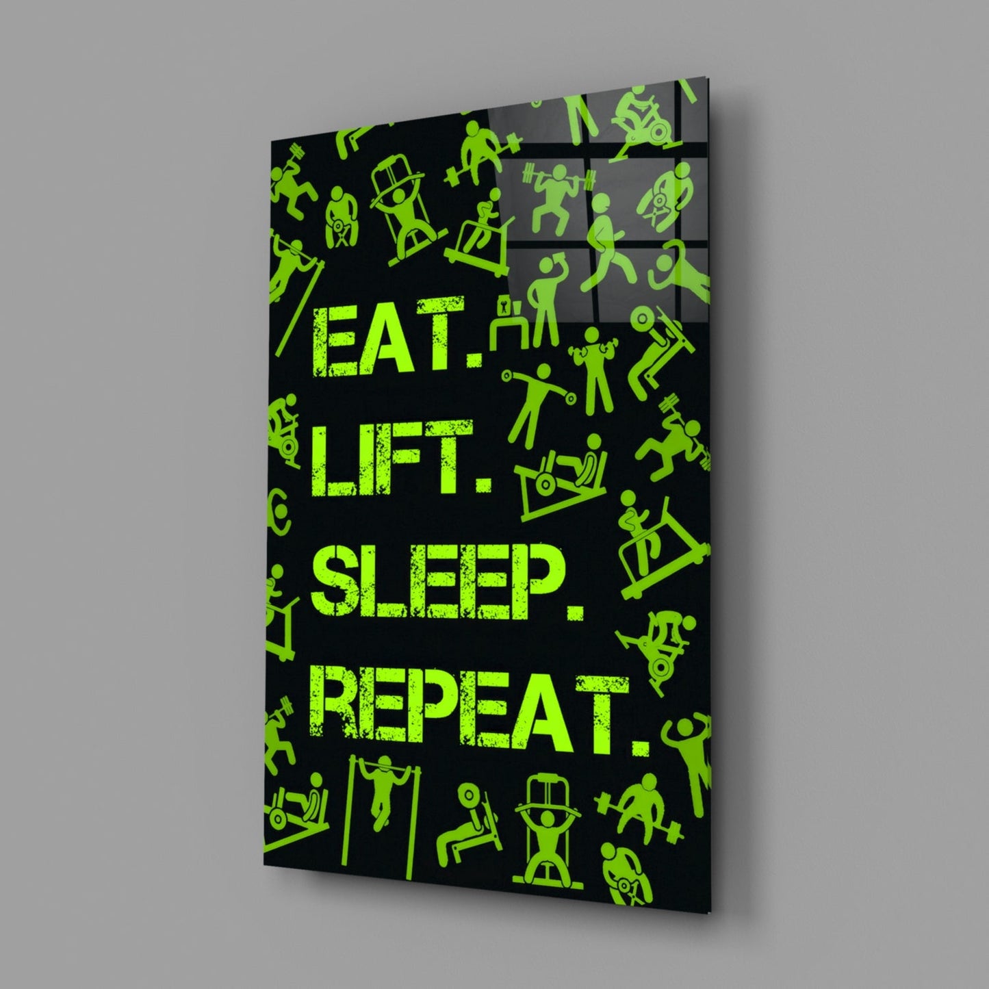 Eat Lift Sleep Repeat Glass Wall Art