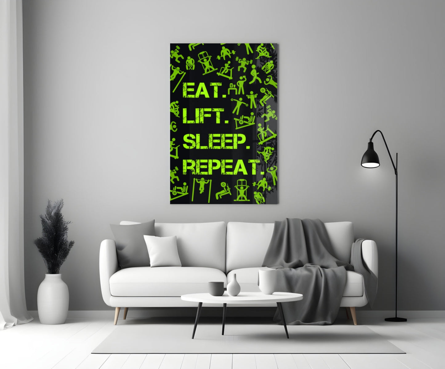 Eat Lift Sleep Repeat Glass Wall Art