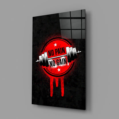 No Pain No Gain Gym Stencil Glass Wall Art