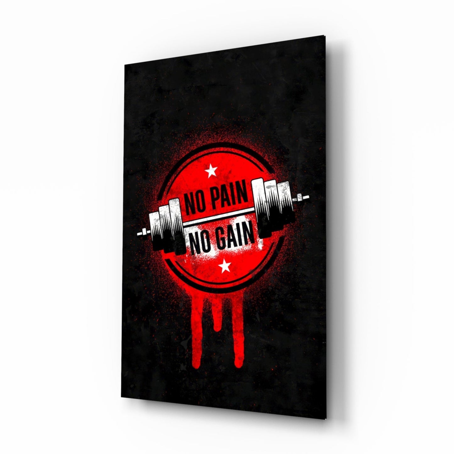 No pain no gain gym stencil glass wall art