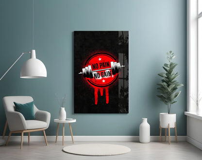 No Pain No Gain Gym Stencil Glass Wall Art