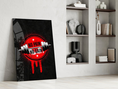 No Pain No Gain Gym Stencil Glass Wall Art