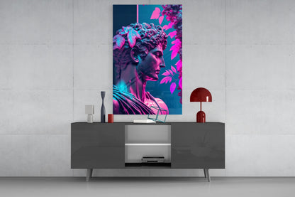 Neon Classical Bust Glass Wall Art