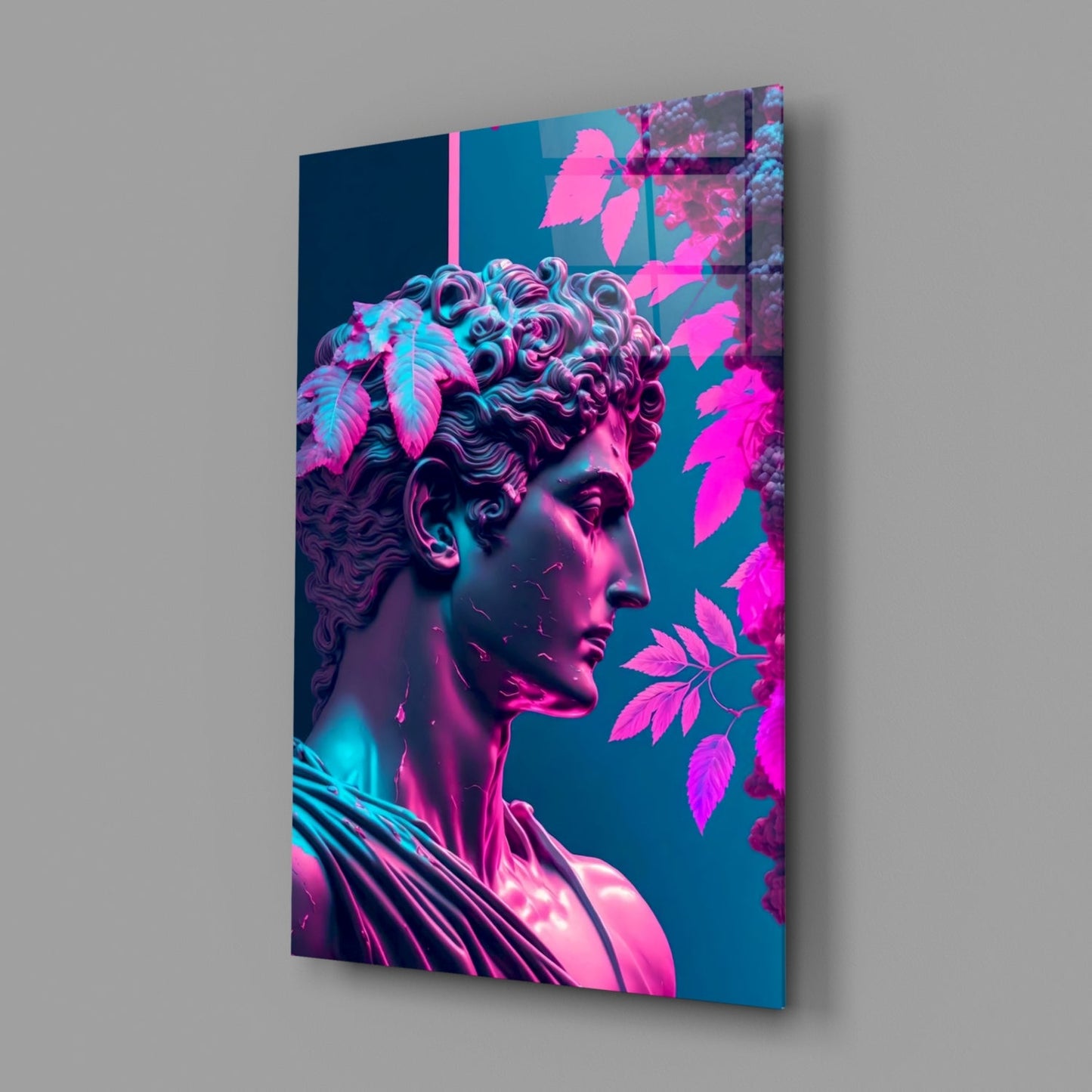 Neon Classical Bust Glass Wall Art