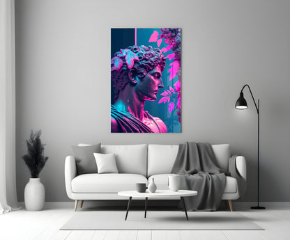 Neon Classical Bust Glass Wall Art