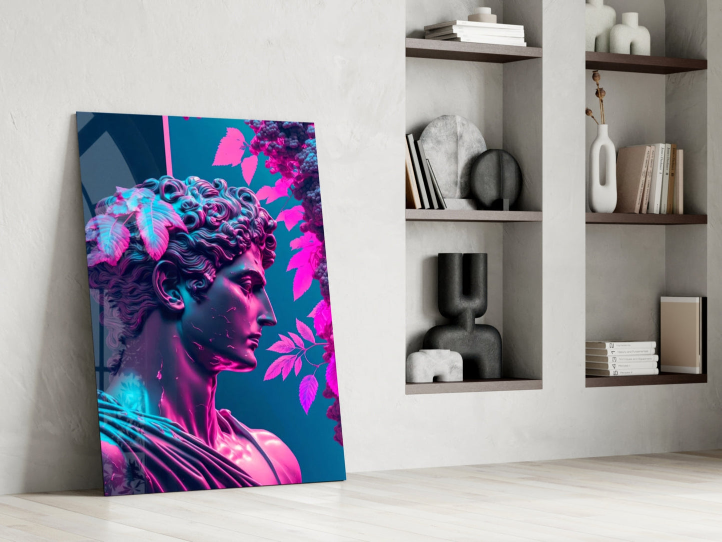 Neon Classical Bust Glass Wall Art