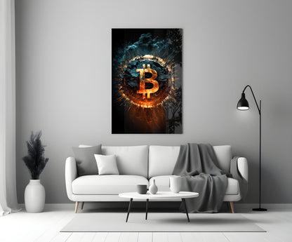 Bitcoin Glass Wall Art