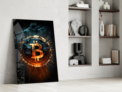 Bitcoin Glass Wall Art