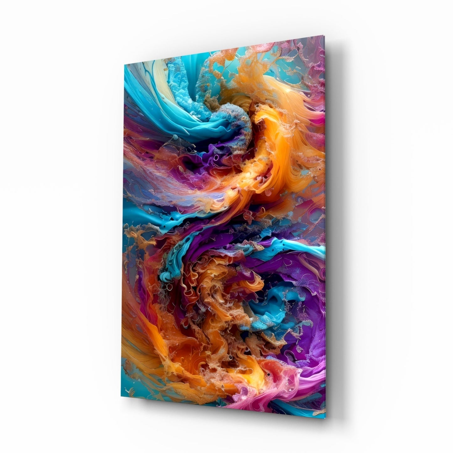 Color dance glass wall art fluid abstract swirl