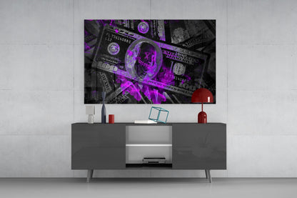 Money Skull Glass Wall Art