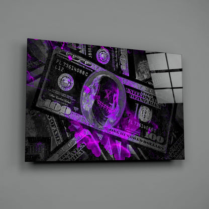 Money Skull Glass Wall Art