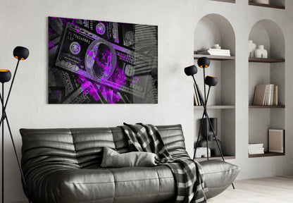 Money Skull Glass Wall Art