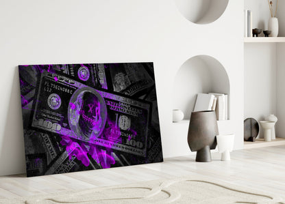 Money Skull Glass Wall Art